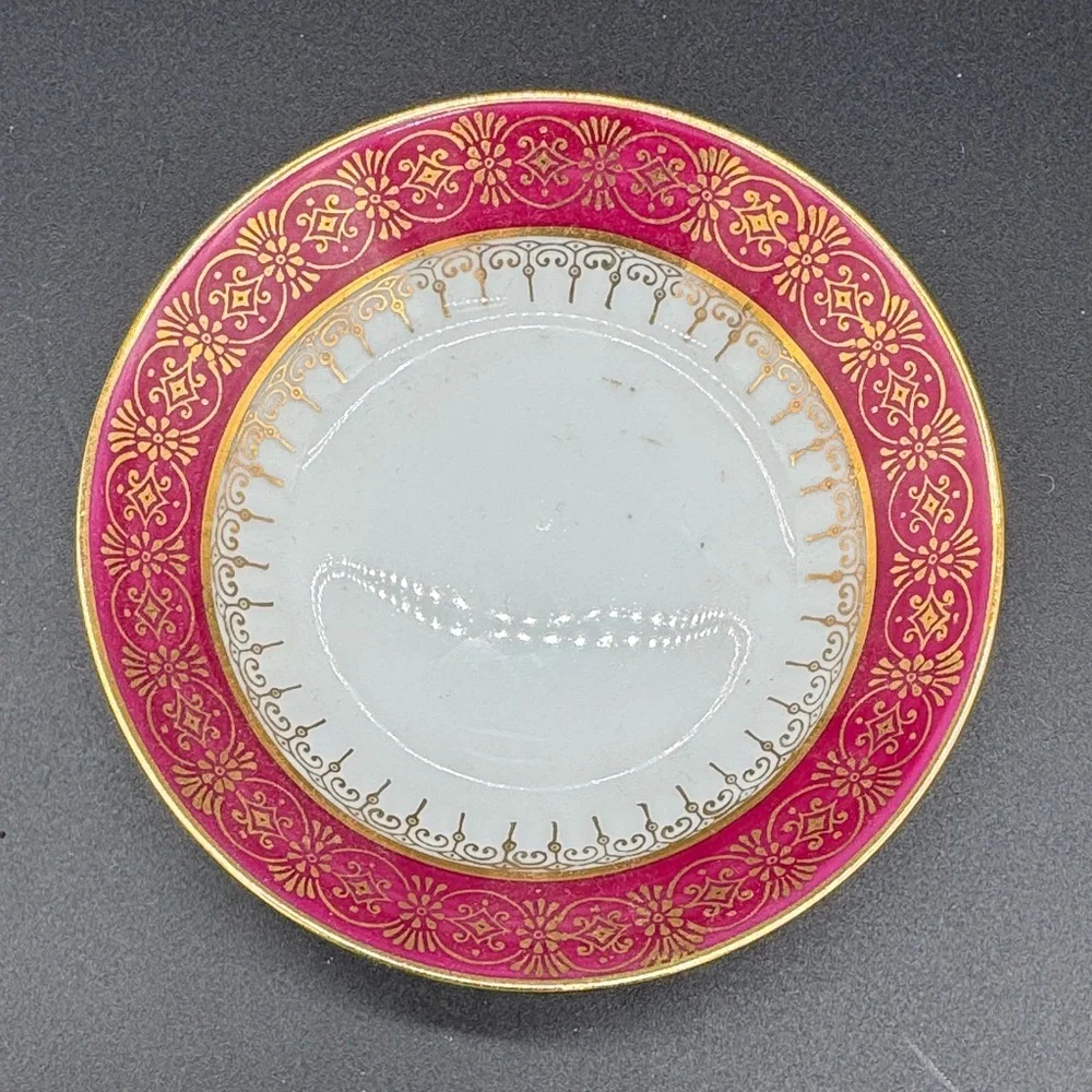 Limoges Red and Gold Teacup and Saucer Set